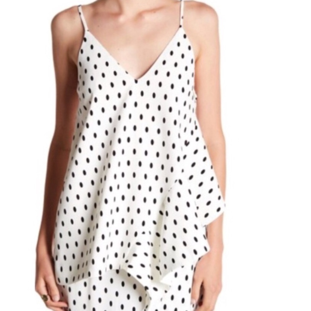 Keepsake Soul Fire Polka Dot Asymmetrical and Structured Top SZ XS